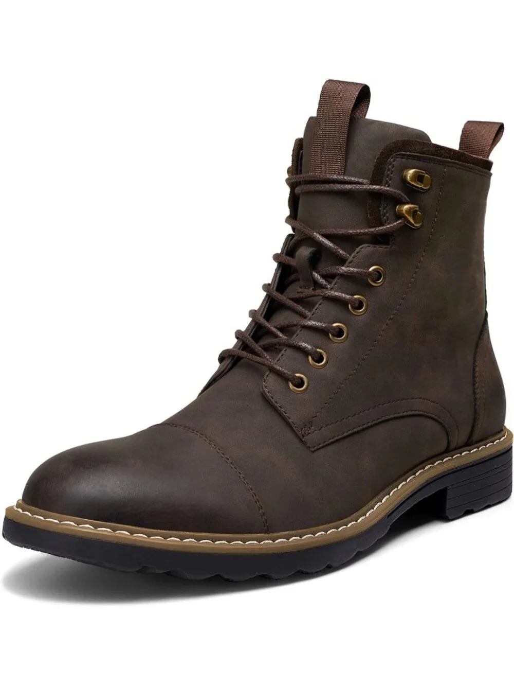 Men's Dark Brown Boot Motorcycle Casual Boots for Men Zipper Fashion Chukka Boot